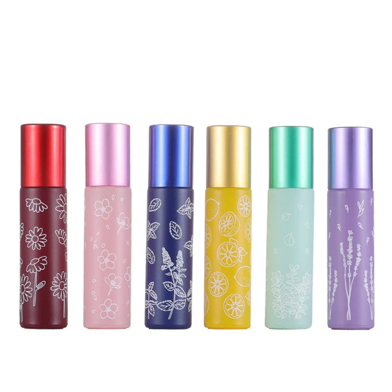 10ml Macaron Printed Ball Bottle Dumb Colored Glass Bottle Ball Bottle Perfume Bottle Massage Essential Oil Bottle