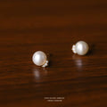 8MM Natural Pearl  S925 Sterling Silver Earrings Shiny Zircon Stud Earrings Light Luxury French Plated Gold Silver Earrings