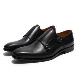 Casual Monk Strap Genuine Leather Loafers Shoes Business Dress Shoes for Wedding Party Office Fashion Men Shoes