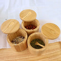 Eco Friendly Reusable Bamboo Magnetic Lid Seasoning Box Spice Jar Salt Container Spoon Customized Logo Household Restaurant Use