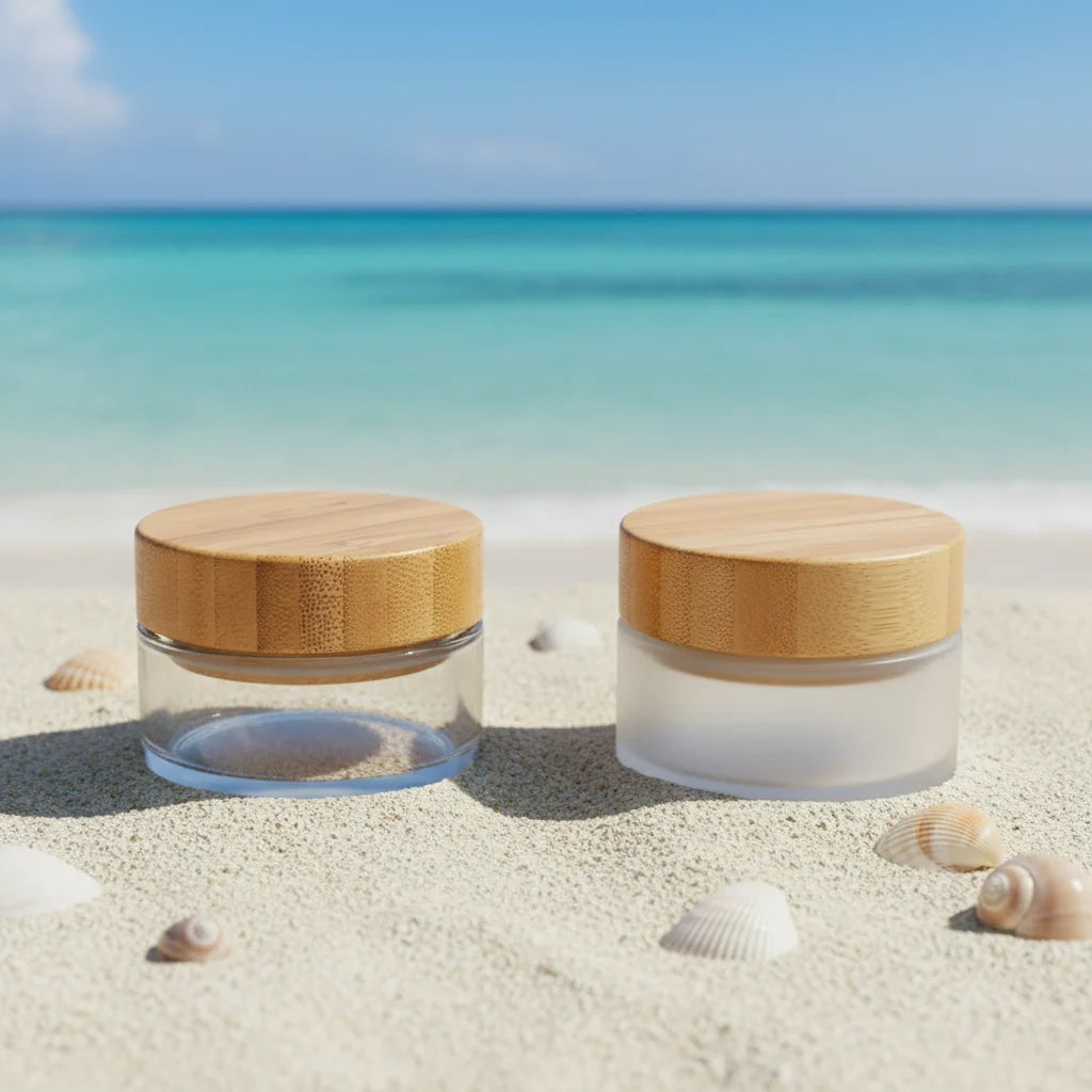 Top Quality Refillable 30ml 50ml 100ml Cosmetics Packaging Face Cream Containers Empty Bamboo Glass Jar