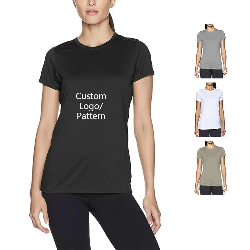 Factory Custom Printed Solid White XL Women's Summer T-Shirt Large Size Short-Sleeved Knitted Tops Neck Plain Dyed Bottoming