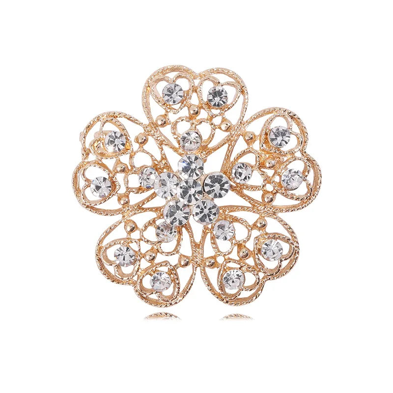 Wholesale Luxury Crystal Flower Brooch Pins Children's Alloy Jewelry Accessories for Wedding Decoration for Parties and Gifts