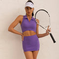 Sports Tennis Set Beach Tennis Rackets 2 Piece Set Breathable Lightweight Elastic Waist Solid Pattern Yoga Suit