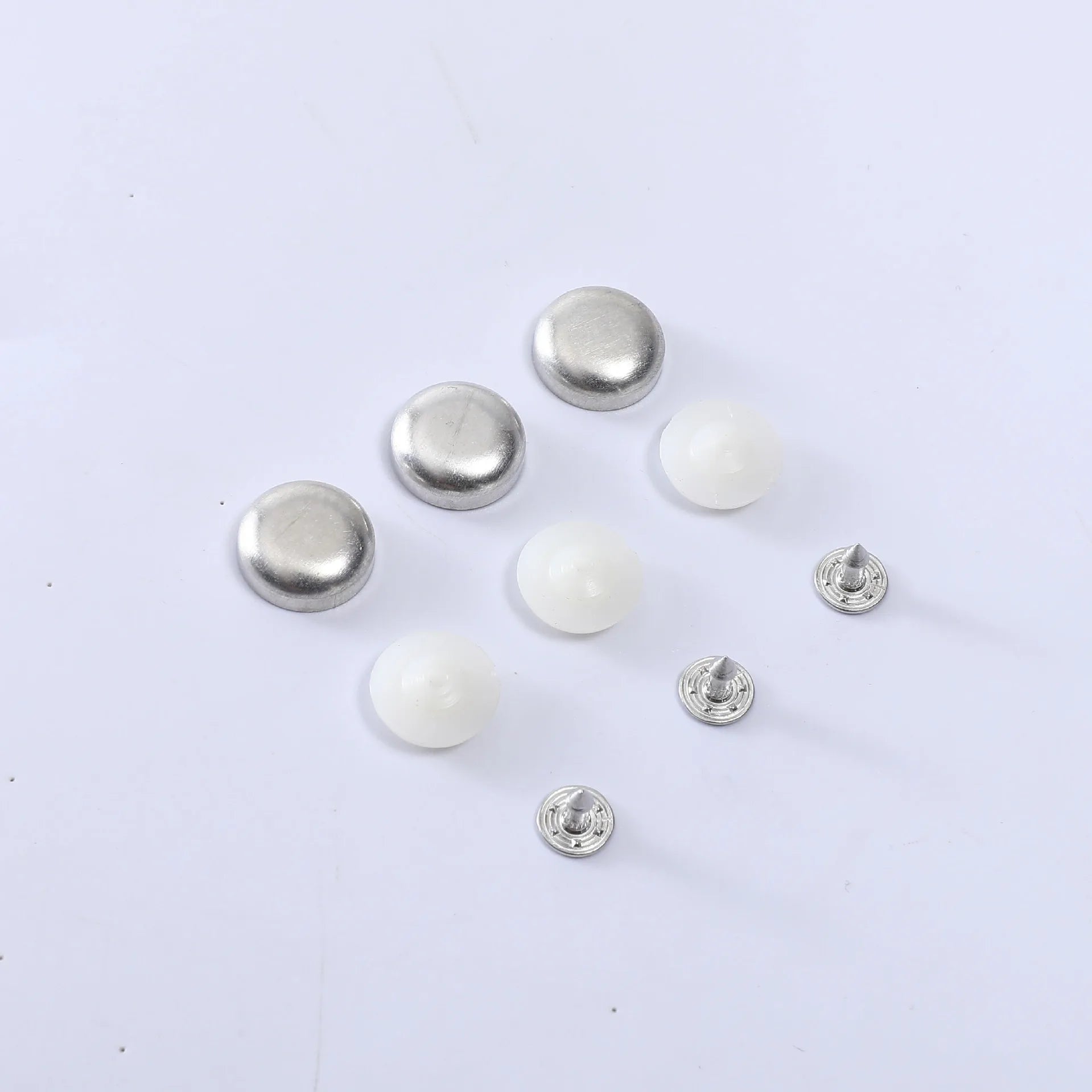 Domed Sewing Loop Round Cap Silver Snap Top Washable Zinc Alloy Covered Sequins Baseball Cap Buttons