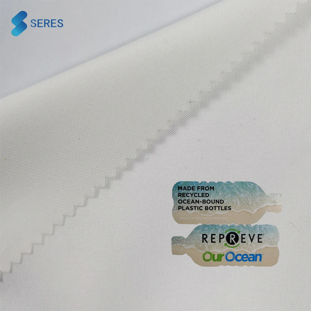 RPET REPREVE Printed Twill Weave 100% Polyester Microfiber Cloth Peach Skin Fabric for Girls Outdoor Beach Swimwear