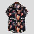 2023 New Men's Casual Short Sleeve Shirt Fashion Loose Printed Short Sleeve