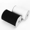 HB Wholesale Twill Woven Eco-friendly High Elasticity 6mm White Black Braided Polyester/Latex Webbing Elastic Band in Rolls