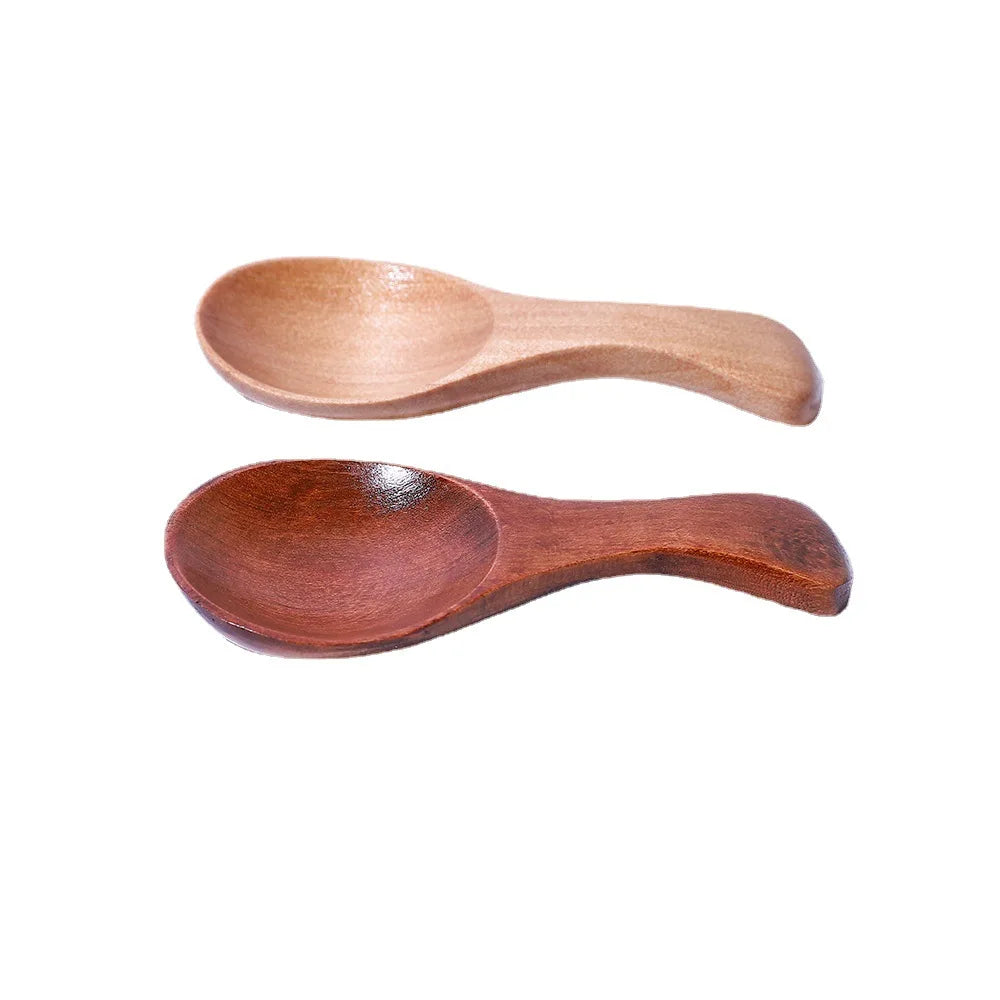 Lotus Wood Ice Cream Short Handle Mini Wide Mouth small wooden tea spoon