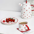 Solhui Creative Red Heart Afternoon Tea Set Household Mug with Pot Lovely Dessert Plate Coffee Cups