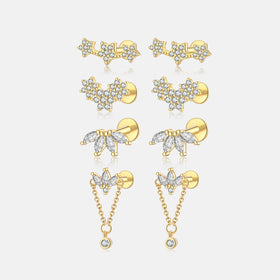 FUAMAY Fashion Jewelry Flat Back Stud Earrings 925 Silver Small Earrings Star Snake Lightning Evil's Eye Earrings