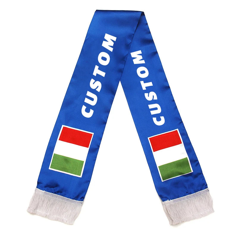 Custom Logo Spandex Satin Football Team Scarf Fan Scarf with Tassels