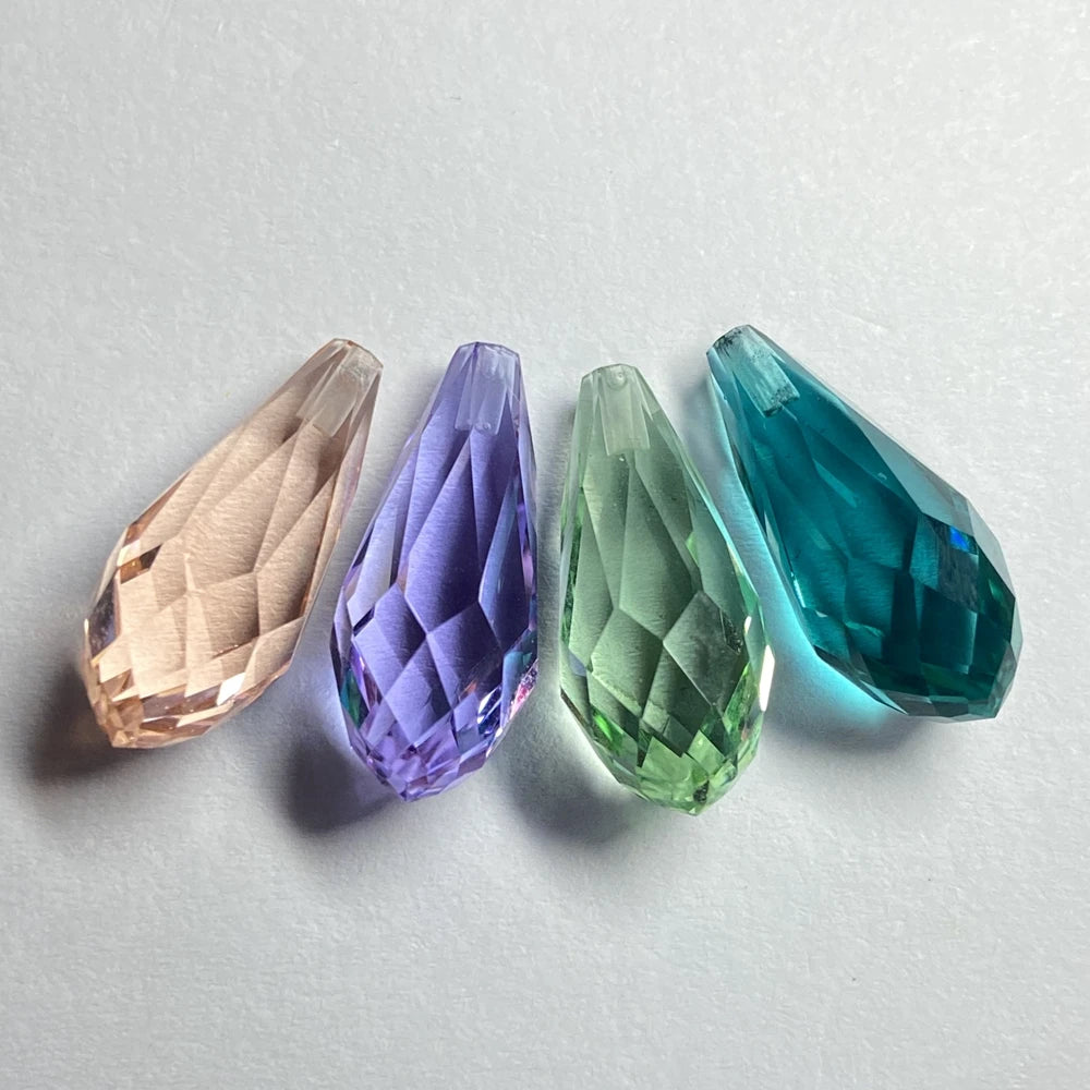 Glass Half Hole 8.5x18.5mm Colors Water Drop Briolette Cut Faceted Beads Glass Crystal