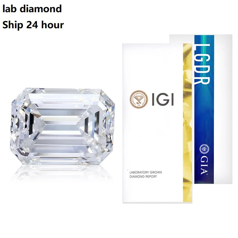 Starsgem 1ct 1.5ct 3ct Emerald Cut Lab Grown Man Made DE VS1 VVS2 IGI Certificate Loose Diamond Lab Created Cvd Hpht Diamond