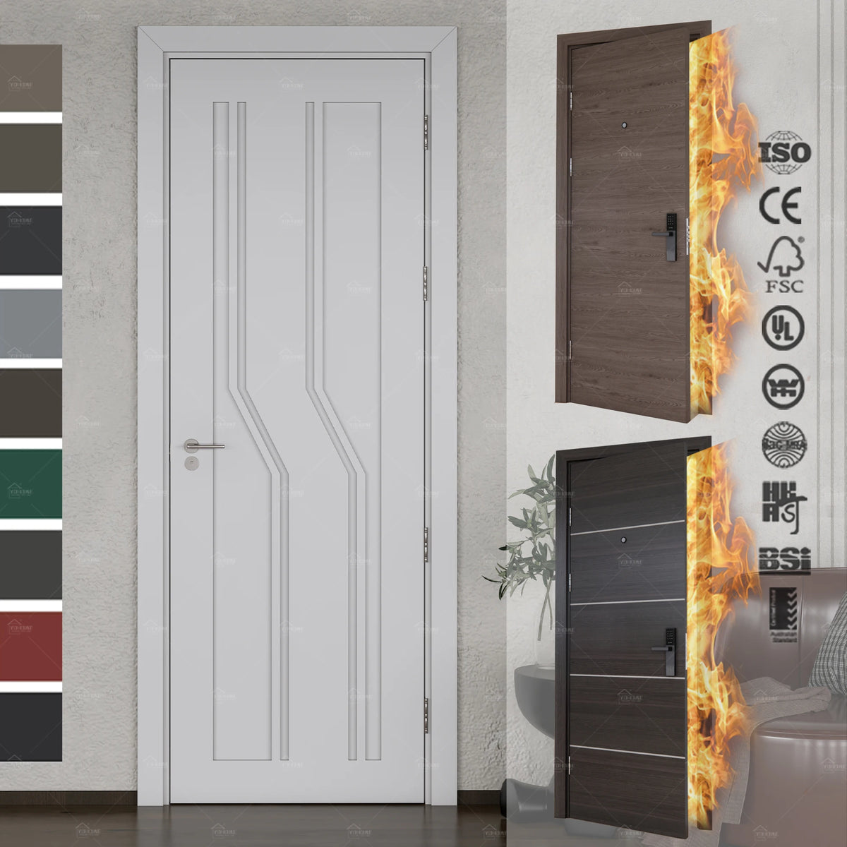 Yohome Premium Quality White Modern Internal Room Doors Furniture Door Design Wooden Mdf Interior Wooden Doors for House MegaBDM