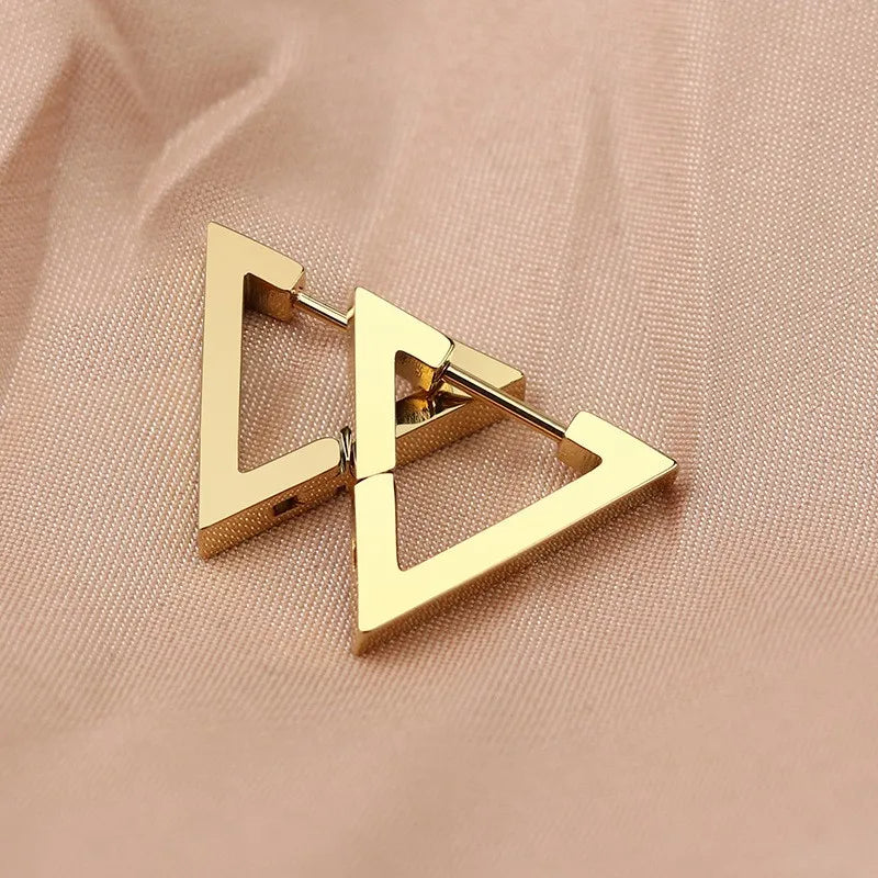 Stainless Steel 3 Color Mini Geometric Earrings Trendy Hoop Huggie Earrings for Women Men Fashion Ear Jewelry (KSS436)