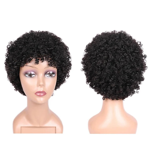 Super Short Afro Curl Pixie Cut Wig 100% Kinky Curly Human Hair Brazilian Remy Non Lace Wigs for Women