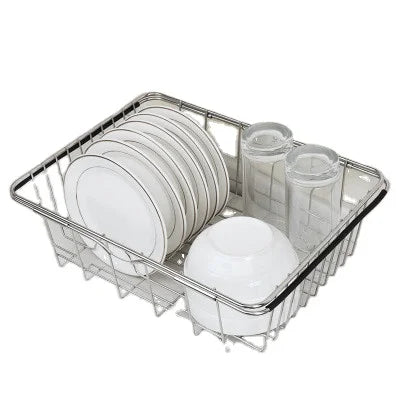 Functional Stainless Steel Retractable Over Sink Dish Drying Rack Kitchen Storage Different Sink Sizes Home Use OEM ODM Design