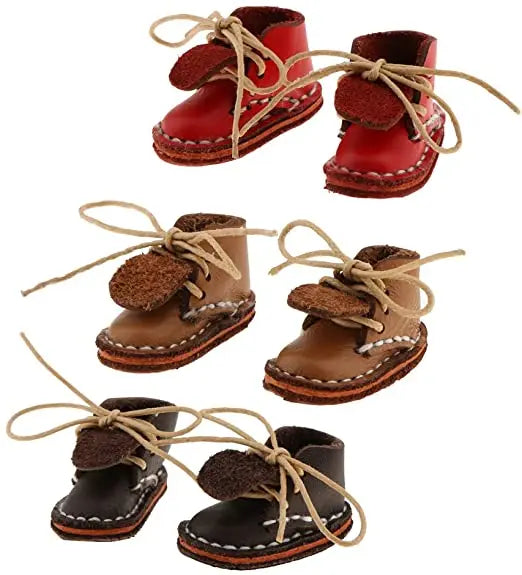 2023 New 1/6 Small Handmade Genuine Leather Doll Boots Shoes Mini DIY Educational Toy for Model Toy Collection Black Horse