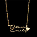 Valentine's Day Custom Name Necklace Heart Beat Curvise Link Chain Gold Plated Stainless Steel Jewelry Anniversary Gift Letter