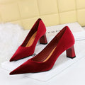 Y 6188-9 European and American Style Fashion Simple Banquet High Heels Block Heel Women's Shoes Suede Western Velvet Pumps