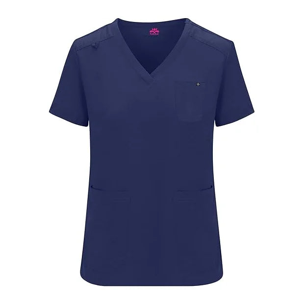 European Style Women's Cool Stretch V-Neck Top Pant Scrub Set Nurse Work Uniform Quick Drying