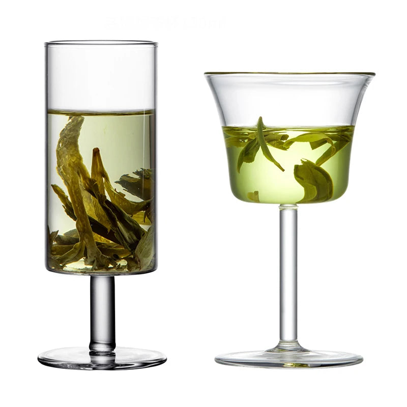 Chinese Style Hand Blown High Borosilicate Glass Goblet Teacup Set with Minimalist Design for Tea Tasting Anti-scald