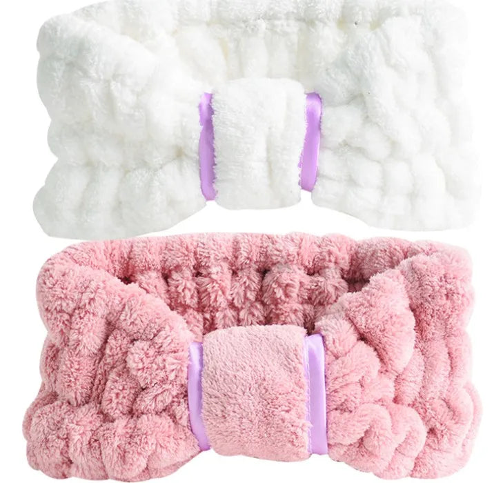 Sweet Face Wash Makeup Microfiber Hairband Soft Coral Fleece Solid Color Headbands Elastic Hair Bands