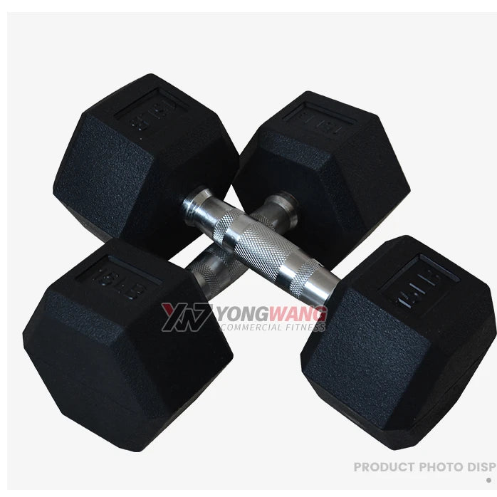 Shandong Commercial Fitness Gym Equipment Bodybuilding Rubber Dumbbells Hex Rubber Dumbbell for Sale