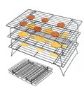 Wholesale Stainless Steel 3-Tier Stackable Cooling Racks Set Non-Stick Bakery Bread Folding Cake Cooling Rack for Cookies