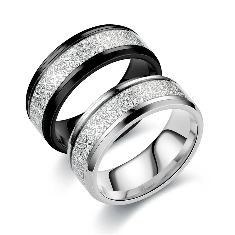 GT 2022 New Designer Titanium Steel Ring Tide Men's Fashion Finger Ring Silver and White Carbon Fiber Ring Casual Style Jewelry