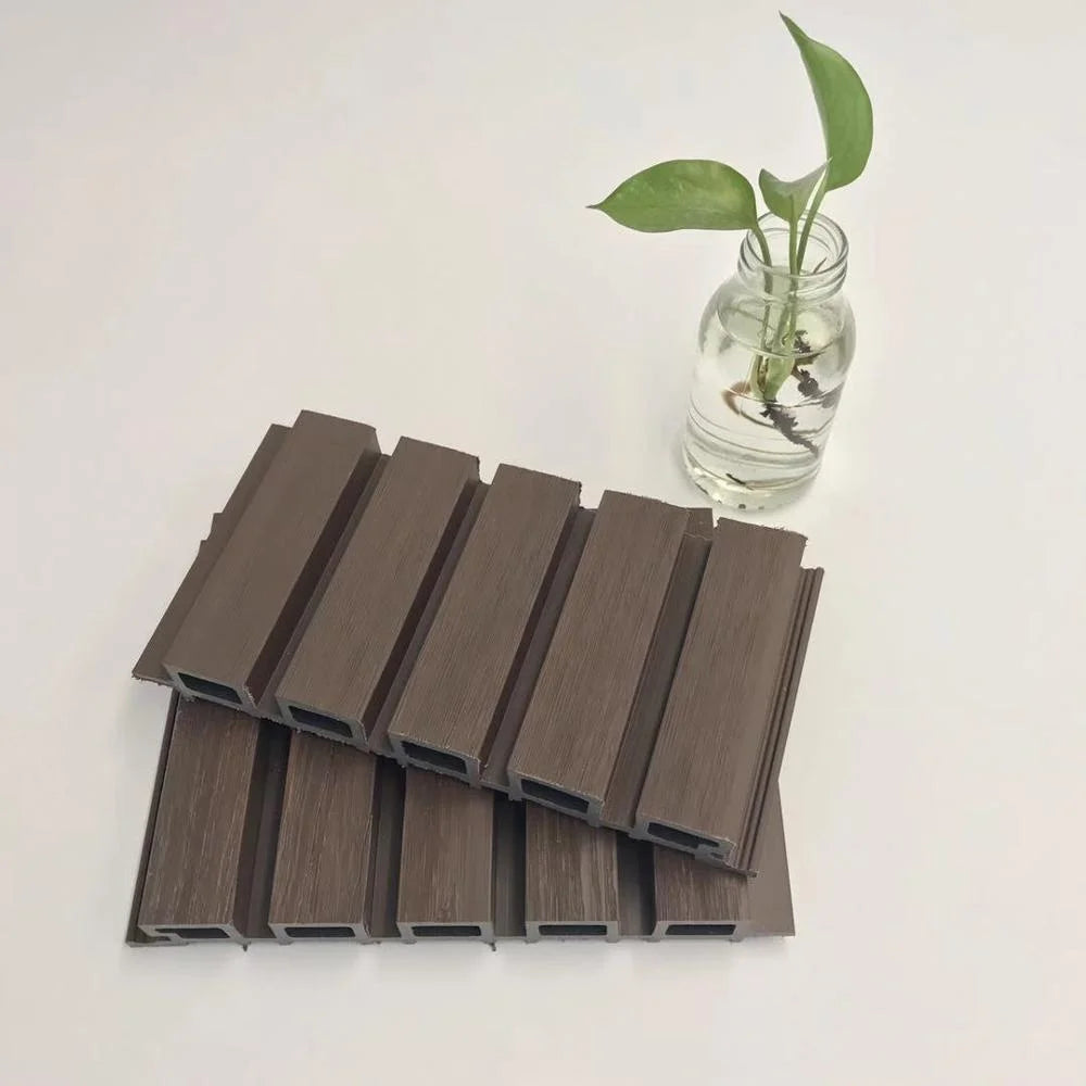 Exterior Composite Cladding Timber Wall Panels Grille Decorative Siding for Hotels Outdoor WPC Co-Extrusion Wood Plastic Fluted