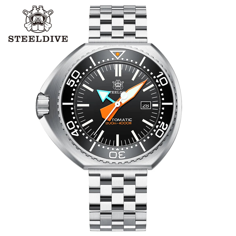STEELDIVE Brand SD1985 New Arrival 44MM Stainless Steel Case 1200M Waterproof NH35 Automatic Mens Dive Watches Reloj