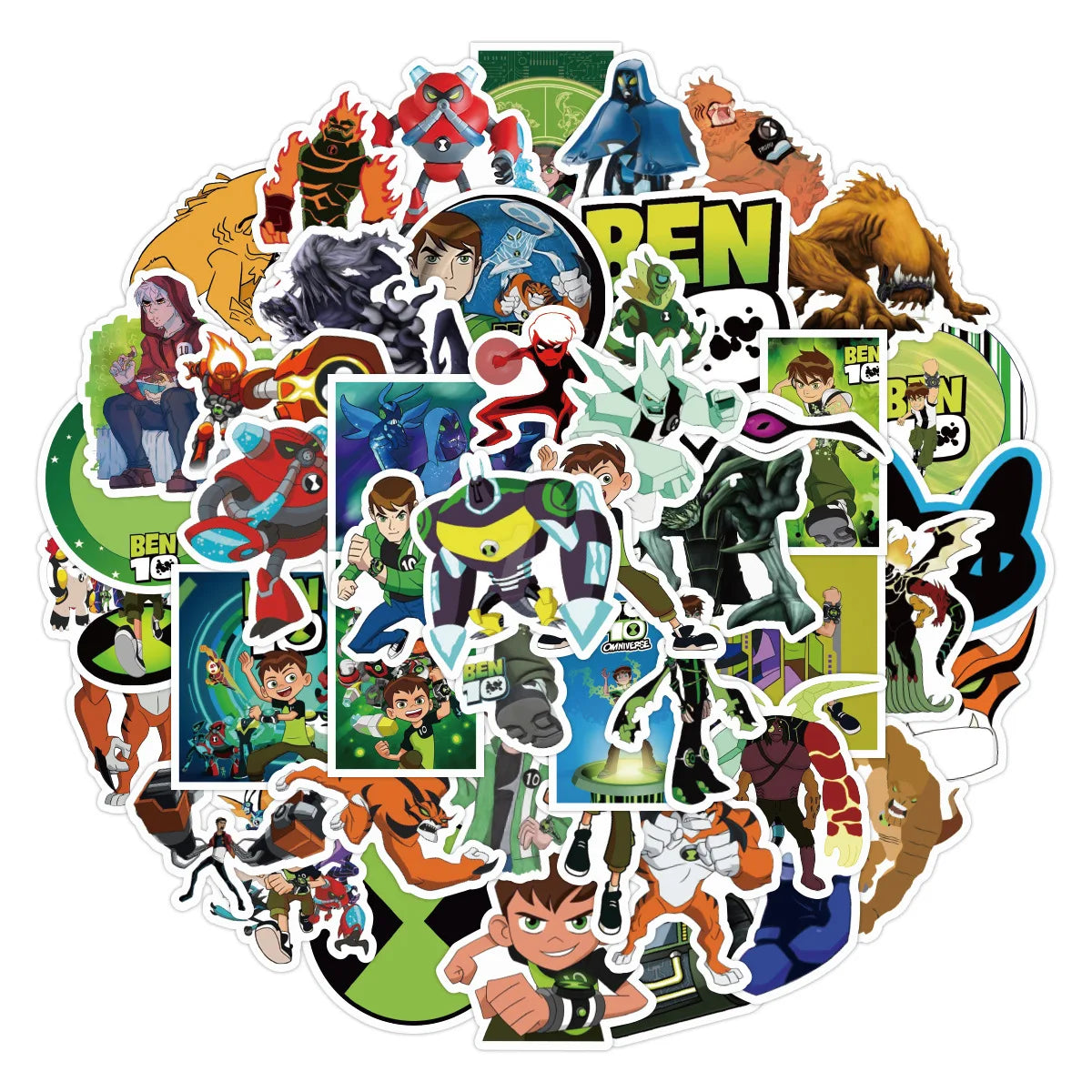 50Pcs Classic Cartoon Ben 10 Children Decorative Toy Laptop Window Home Rome Waterproof Custom Cartoon Label Sticker