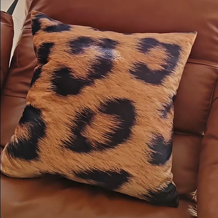 Oem Plush Pillow Decor Modern Custom Leopard Print Sofa Fabric Wonky Seat Cushion Cover Minimal Printed Cartoon Pillow