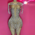 Singer Club stage Rhinestones fringe dress Stage Wear night dresses sexy birthday dress dance costumes