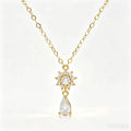 18K Gold Flower Teardrop Necklace Au750 Luck Charm Pendant for Women Layered Dainty Flower Pear Cut Zircon Fine Link Jewelry