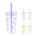 Wholesale 16oz Single Wall Custom 450ml Plastic Colorful Tumbler with Butterfly Print with Lid and Straw for Gift