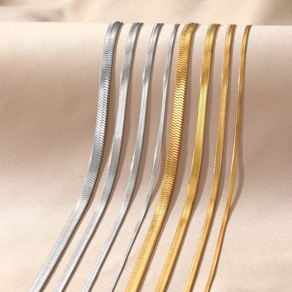Hip Hop Jewelry 18K Gold Plated Stainless Steel Snake Chain Choker Necklace Wholesale