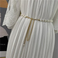 18K Gold Plated Ladies' Thin Metal Belt Women's Waist Chain Decoration with Shell Pearl for Party or Gift Body Jewelry