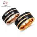 Wholesale Luxury Gold Black Mens Tungsten Carbide Wedding Bands With Diamonds
