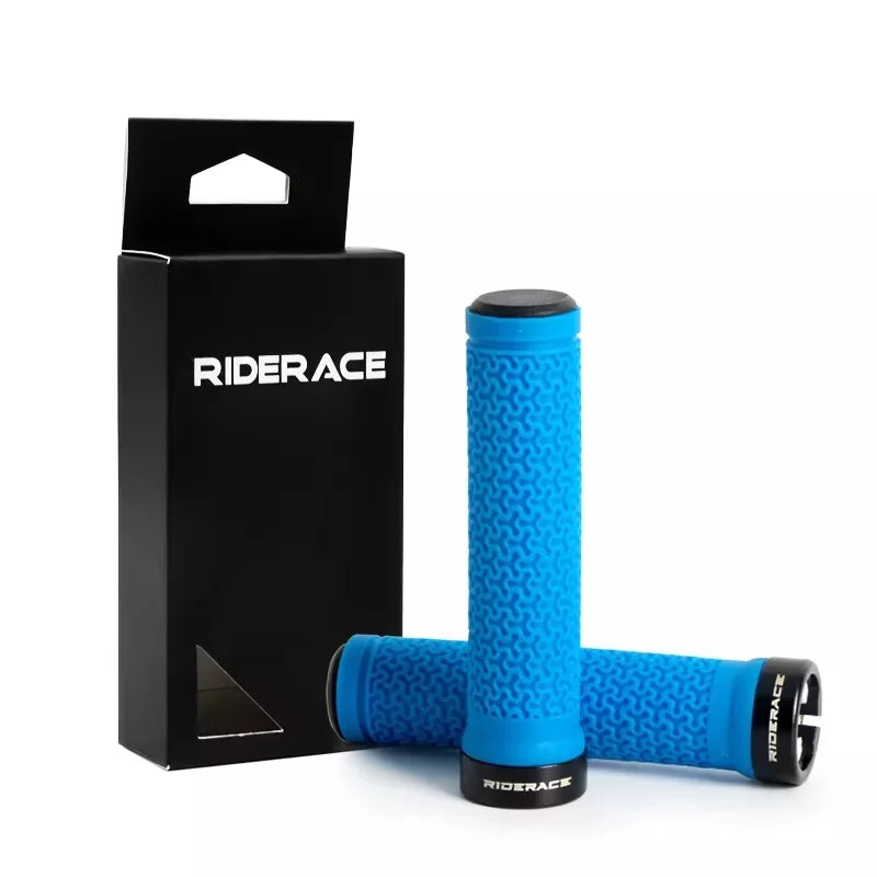 RIDERACE Bike Super Soft Single-sided Locking Handlebar Cover Bicycle Aluminum Handle Bar Grips MTB Non-slip Cycling Accessories