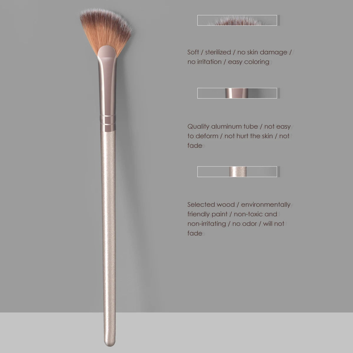 Wholesale 8 Pcs champagne Luxury Single Makeup Brush Sets Tool Travel Wood Handle Custom logo Face Professional Makeup