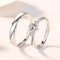 Anillos De Pareja Platinum Plated Ring Romantic Zircon Diamond Adjustable Couple Rings for Women Men Wedding Engagement Jewelry