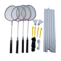 Premium 4 Player Badminton Set with Nets Posts and Shuttles Soft Racket Light Tip & Soft Rod for Amateurs