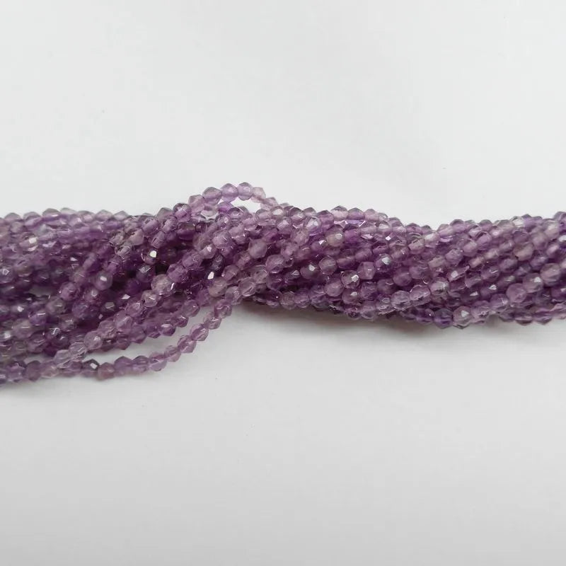 Natural Amethyst Tiny Faceted Mini Purple Crystal Gemstone Loose Beads Strand for DIY Necklace Bracelet Earrings Jewelry Making
