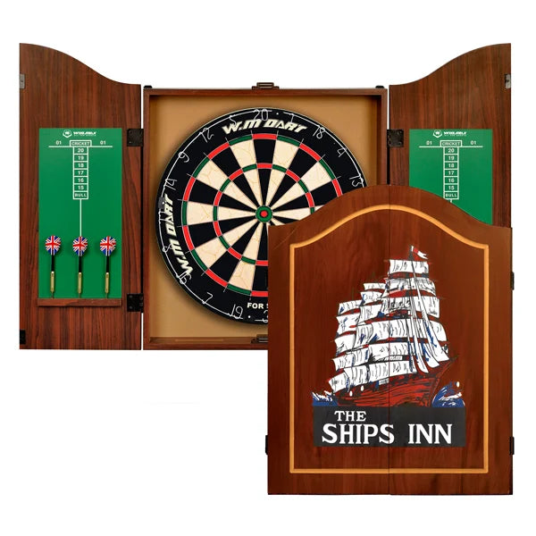 Win.Max Official 18 Inch Diameter MDF Dartboard Set with Cabinet for Ages 8+