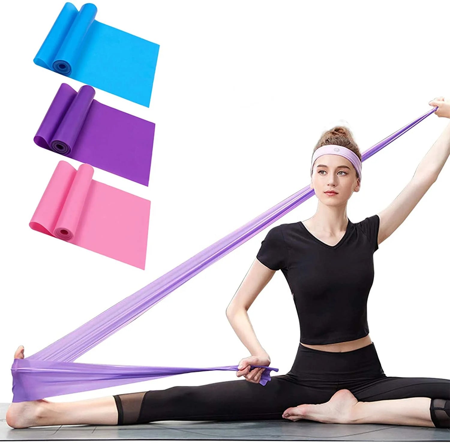 3 PCS Set Therapy Exercise Long Resistance Thera Fitness Band Stretch Training Band