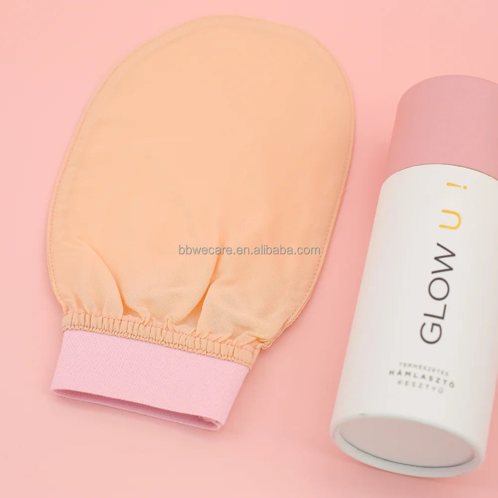 100% Raw Silk Exfoliating Gloves Deep Cleansing Mulberry Silk Body Scrub Mitt With Logo