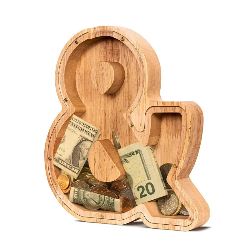 Multifunctional New Design Cartoon Wooden Money Saving Box Coin Bank Piggy Box Gift for Kids